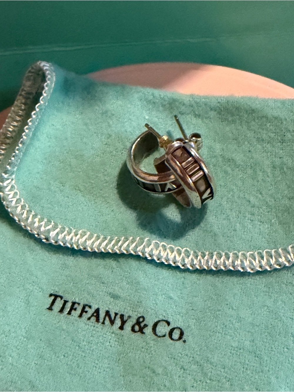 Tiffany & Co. Two-Tone Silver and Rose Gold Hoop Studs